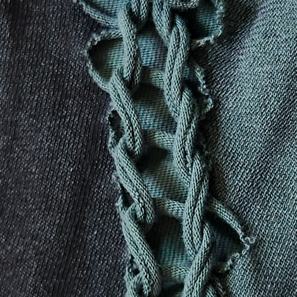 Affliction Briessa baby tee green braided cut out beaded size large - Picture 8 of 11